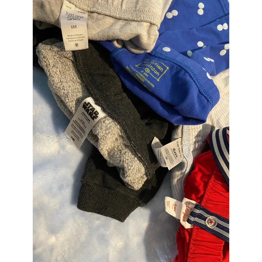 Baby Boy Pants Bundle 3-6M Carter's Star Wars Cat & Jack Suspenders 5pc Lot